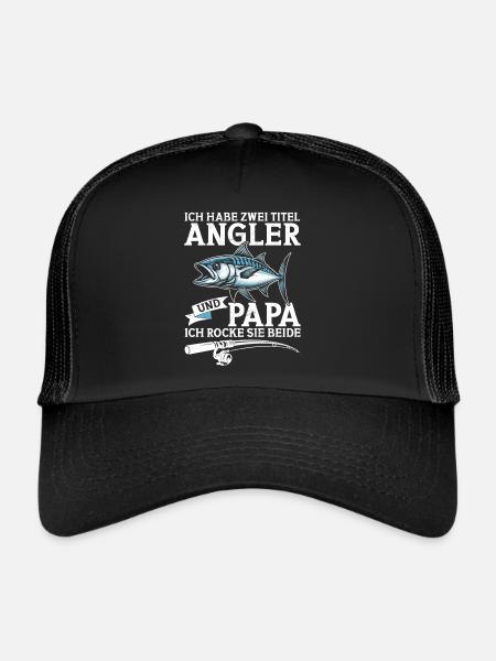 Angler Dad Fishing Rod Funny Father's Day Fisherman - Trucker Cap - black/black - Front