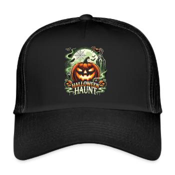 Kürbisparade: Halloween Spruch - Trucker Cap - Schwarz/Schwarz - Vorne