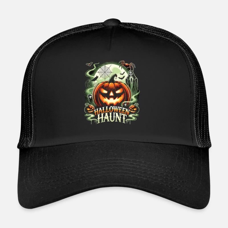 Kürbisparade: Halloween Spruch - Trucker Cap - Schwarz/Schwarz