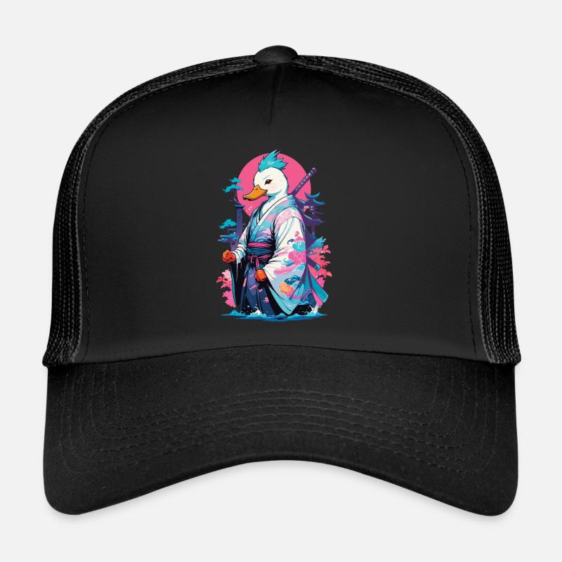 Samurai Duck Aesthetic Vaporwave Style Trucker Cap