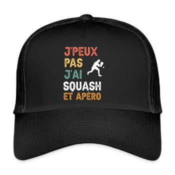 je peux pas j'ai squash et apéro vintage - Casquette trucker  - noir/noir - Devant