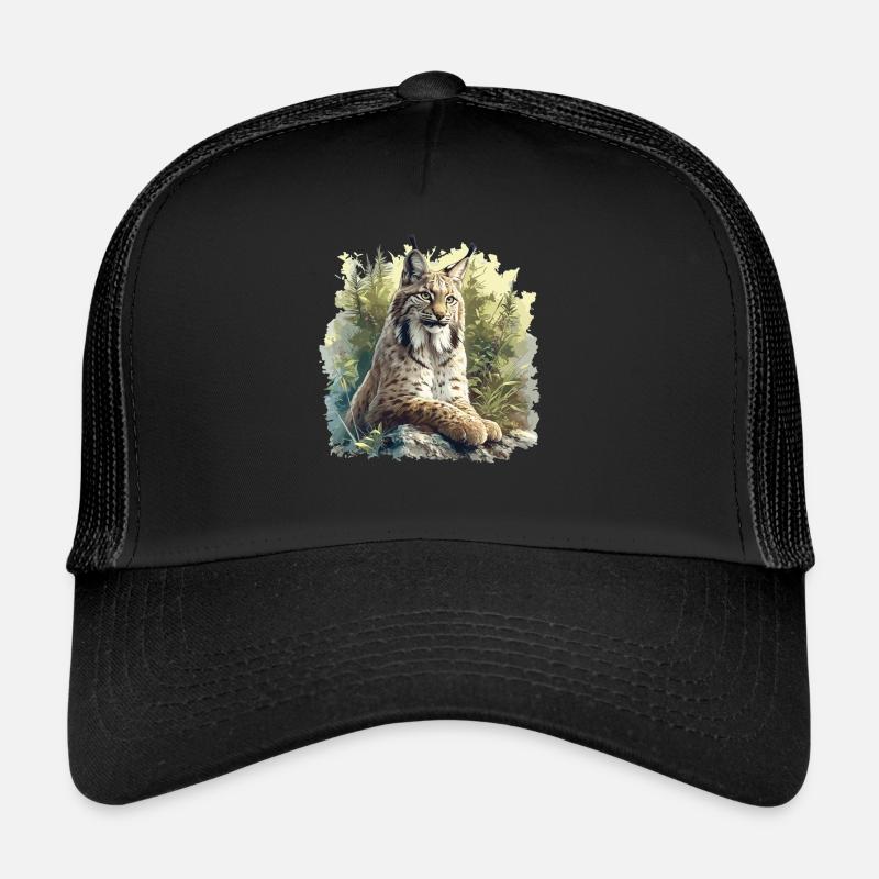 Lynx Luchse Luchs - Trucker Cap - Schwarz/Schwarz