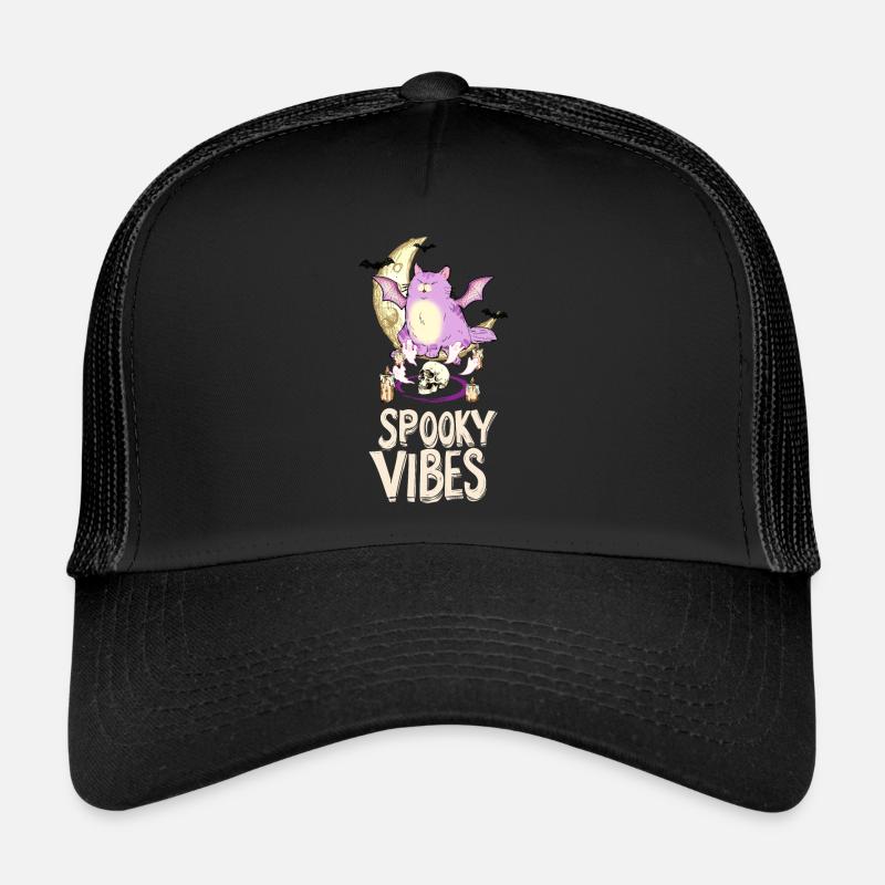 Purple Cat with Skulls Halloween Design Trucker Cap