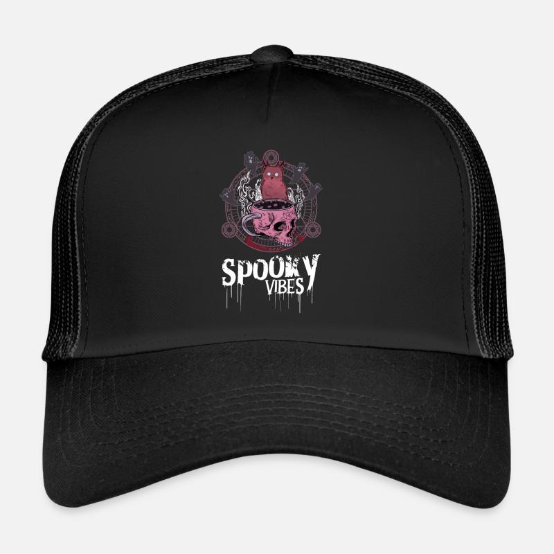 Conception de tasse chat rouge et crâne Casquette trucker 