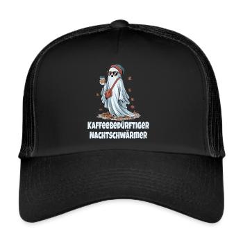 Nachtschwärmer: Geister & Kaffee - Trucker Cap - Schwarz/Schwarz - Vorne