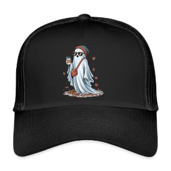Kaffee und Geister - Trucker Cap - Schwarz/Schwarz - Vorne