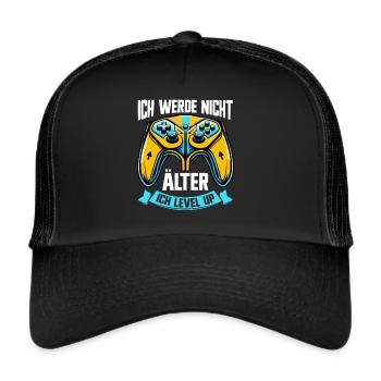 Je ne vieillis pas, je monte de niveau en jouant - Casquette trucker  - noir/noir - Devant