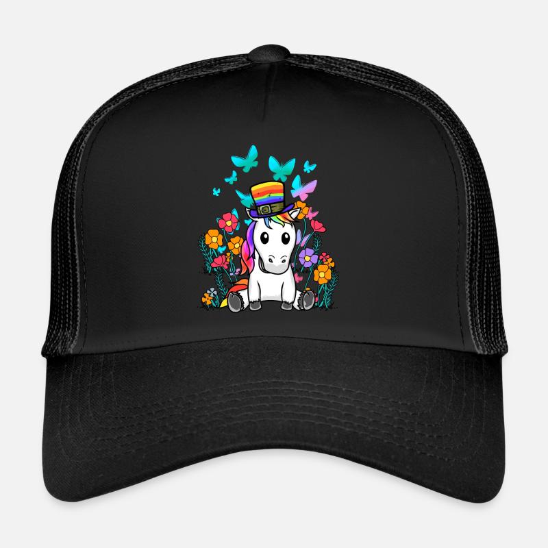 LGBT Einhorn Pferd Einhörner Regenbogen Blume Trucker Cap