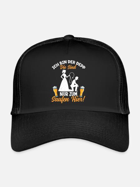 Der Bräutigam Lustiges Junggesellenabschied - Trucker Cap - Schwarz/Schwarz - Vorne