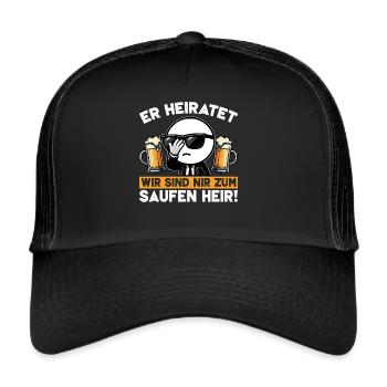Der Bräutigam Lustiges Junggesellenabschied - Trucker Cap - Schwarz/Schwarz - Vorne