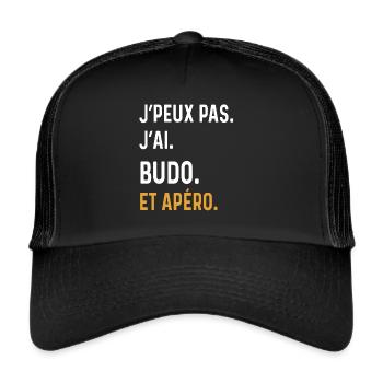 j'peux pas j'ai budo apéro humour - Casquette trucker  - noir/noir - Devant