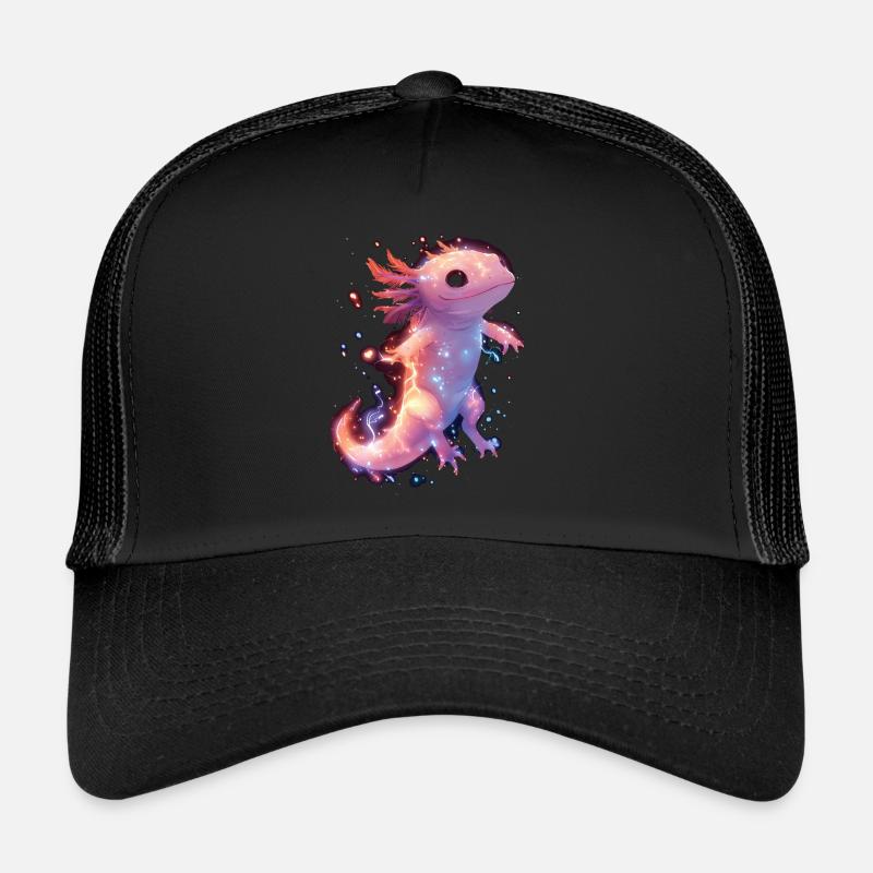 Glowing Magic Axolotl with Electricity Trucker Cap