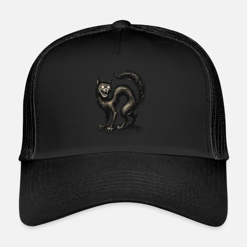 Chat Sorcière Magique Chat Horreur Horrible Casquette trucker 