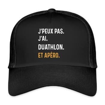 j'peux pas j'ai duathlon apéro humour - Casquette trucker  - noir/noir - Devant