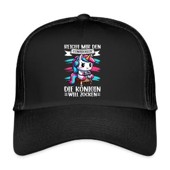 Hands me the controller, the queen wants to play - Trucker Cap - black/black - Front