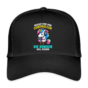 Hands me the controller, the queen wants to play - Trucker Cap - black/black - Front