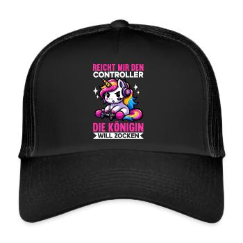 Hands me the controller, the queen wants to play - Trucker Cap - black/black - Front
