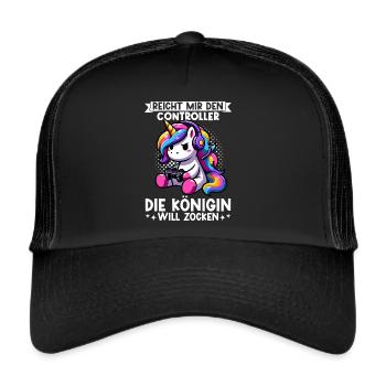 Hands me the controller, the queen wants to play - Trucker Cap - black/black - Front