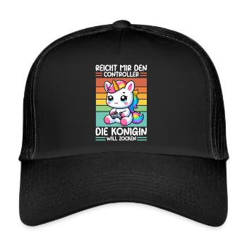 Hands me the controller, the queen wants to play - Trucker Cap - black/black - Front