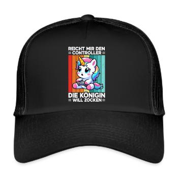 Hands me the controller, the queen wants to play - Trucker Cap - black/black - Front