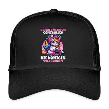 Hands me the controller, the queen wants to play - Trucker Cap - black/black - Front