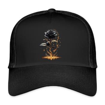 Black rose in a golden glow - Trucker Cap - black/black - Front