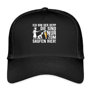 Der Bräutigam Lustiges Junggesellenabschied - Trucker Cap - Schwarz/Schwarz - Vorne