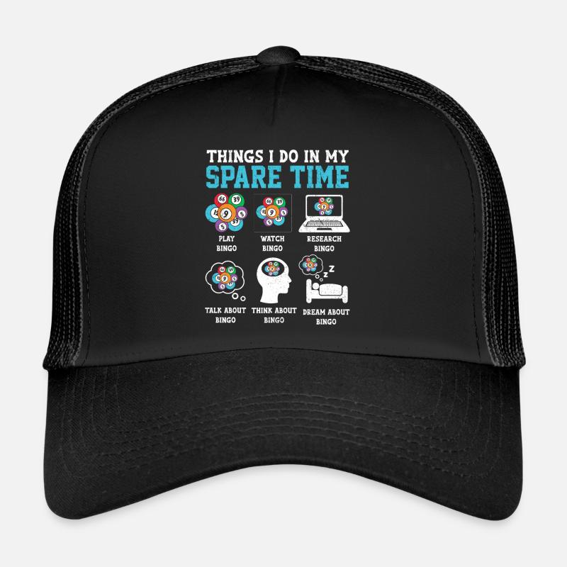 Ce que je fais pendant mon temps libre Bingo Jeux d’argent amusants Casquette trucker 