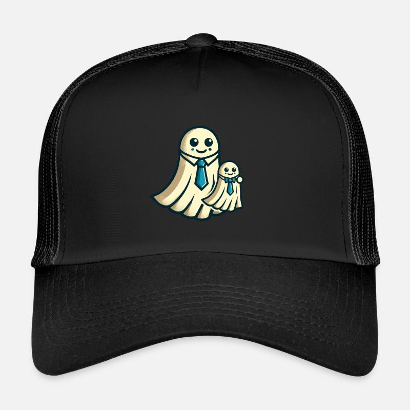 Dad Ghost Father with Child Funny Halloween Trucker Cap