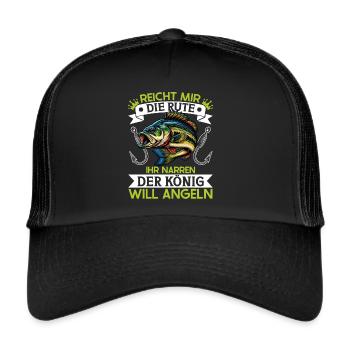 Angler Fishing Rod Funny Fisherman Hobby Fisherman - Trucker Cap - black/black - Front