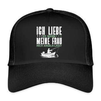 Angler Angelrute Witziges Fischer Hobbyfischer - Trucker Cap - Schwarz/Schwarz - Vorne