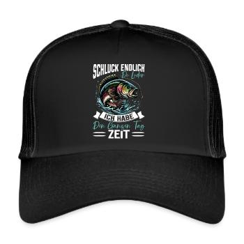 Angler Fishing Rod Funny Fisherman Hobby Fisherman - Trucker Cap - black/black - Front