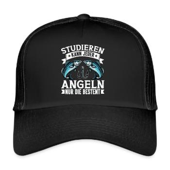Angler Fishing Rod Funny Fisherman Hobby Fisherman - Trucker Cap - black/black - Front