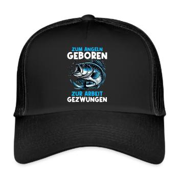Angler Angelrute Witziges Fischer Hobbyfischer - Trucker Cap - Schwarz/Schwarz - Vorne