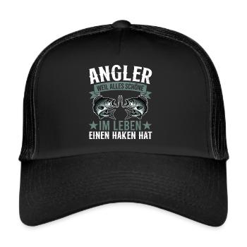 Angler Fishing Rod Funny Fisherman Hobby Fisherman - Trucker Cap - black/black - Front