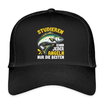 Angler Angelrute Witziges Fischer Hobbyfischer - Trucker Cap - Schwarz/Schwarz - Vorne