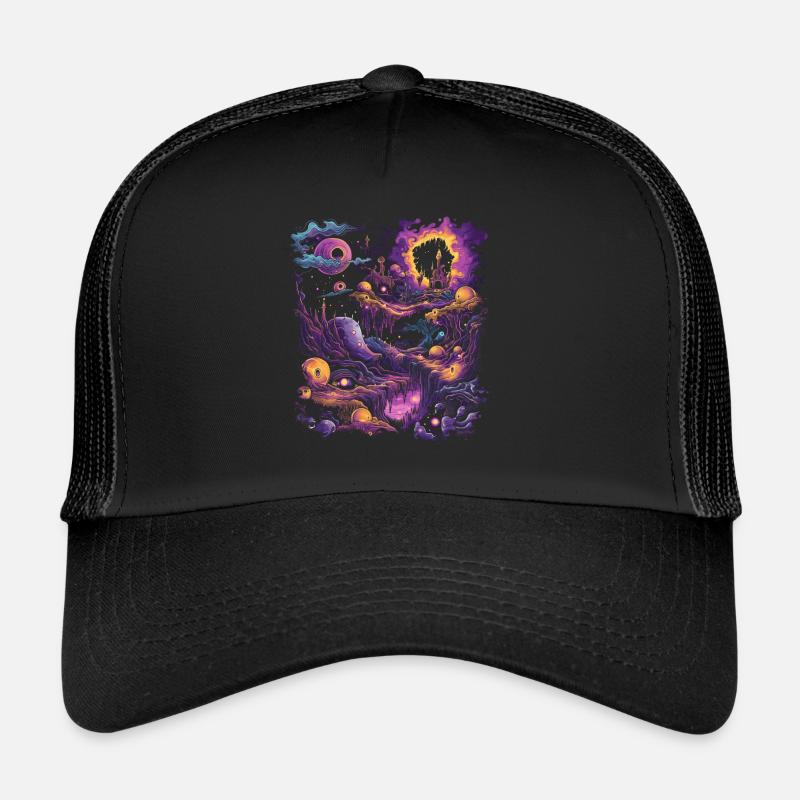 Weirdcore Ästhetischer Albtraum Dreamcore Pastell - Trucker Cap - Schwarz/Schwarz