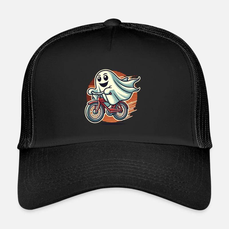 Bicycle Riding Ghost Funny Ghost Trucker Cap