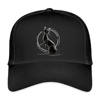 Chat noir et équilibre zen - Casquette trucker  - noir/noir - Devant