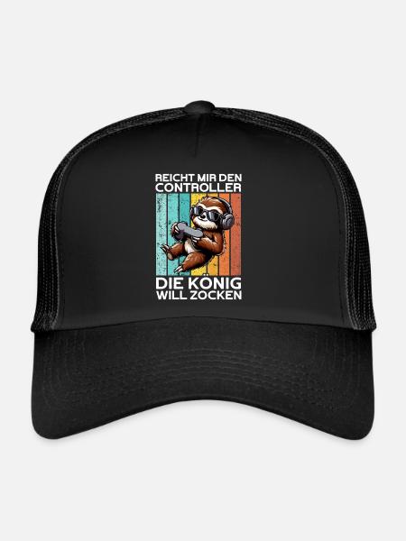 Hands me the controller, the queen wants to play - Trucker Cap - black/black - Front
