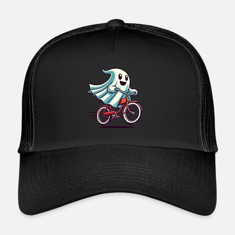 Bicycle Riding Ghost Funny Ghost Trucker Cap