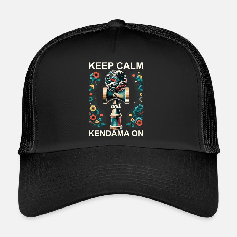 Japanese Kendama Floral Great Wave - Trucker Cap - black/black