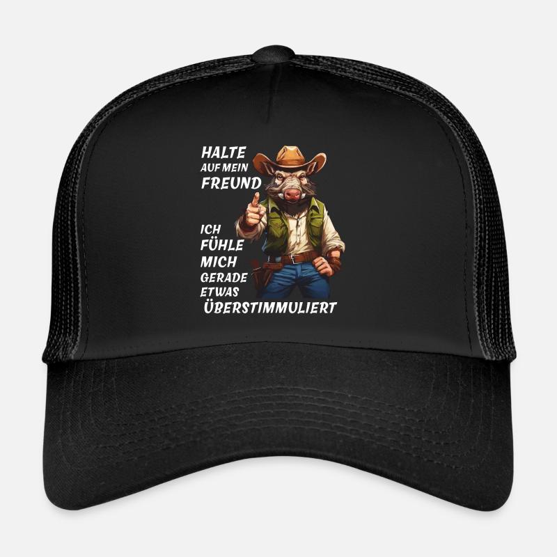 HALTE AUF MEIN FREUND ÜBERSTIMMULIERT - Trucker Cap - Schwarz/Schwarz