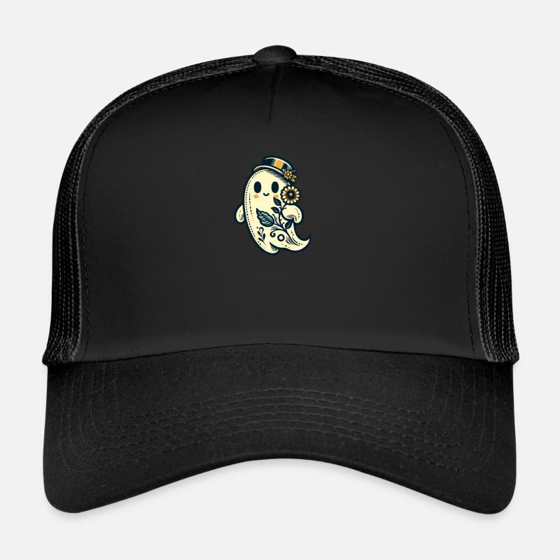 Floral Ghost with Hat Trucker Cap