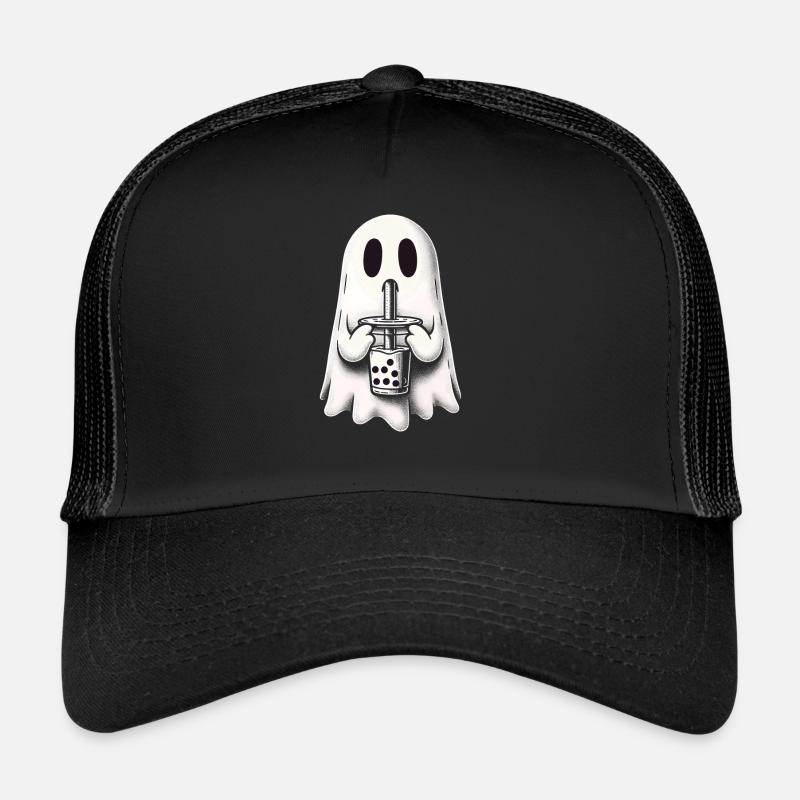Trauriger Geist trinkt Bubble Tea - Trucker Cap - Schwarz/Schwarz