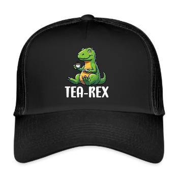 Tee Rex Dinosaurier Liebhaber T-Rex Tea Tasse - Trucker Cap - Schwarz/Schwarz - Vorne