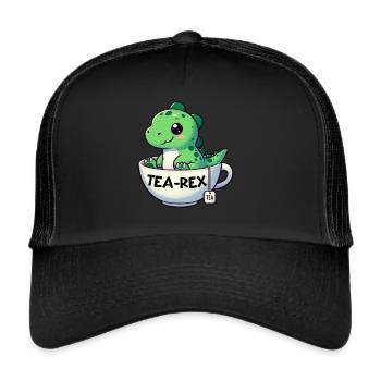 Tee Rex Dinosaurier Liebhaber T-Rex Tea Tasse - Trucker Cap - Schwarz/Schwarz - Vorne