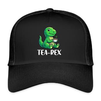 Tee Rex Dinosaurier Liebhaber T-Rex Tea Tasse - Trucker Cap - Schwarz/Schwarz - Vorne