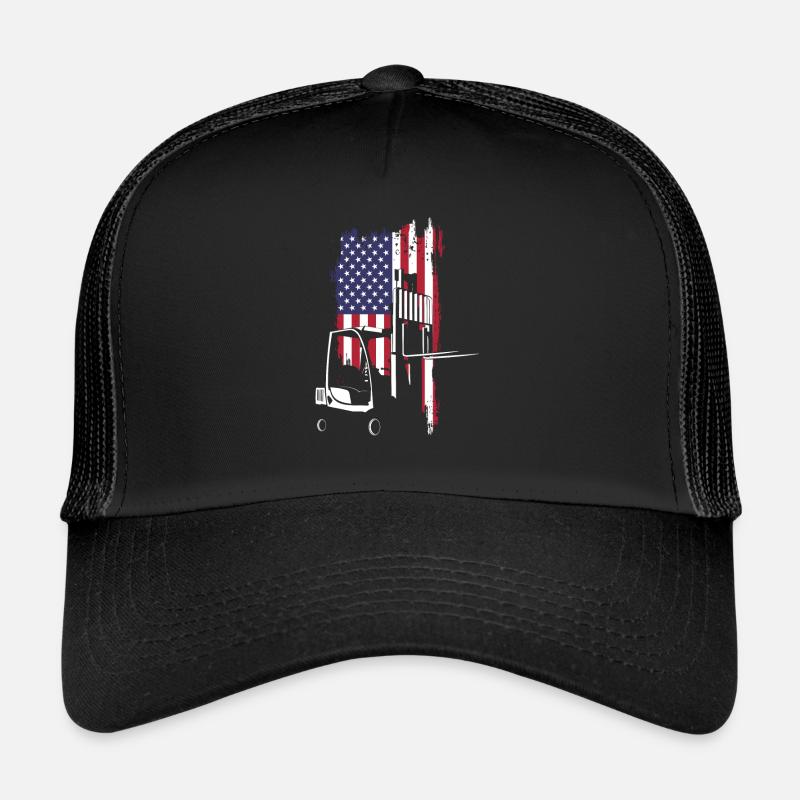 Chariot élévateur Drapeau des États-Unis Casquette trucker 
