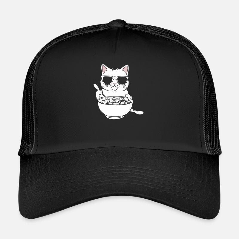 Katze Mit Sonnenbrille Isst Müsli Trucker Cap